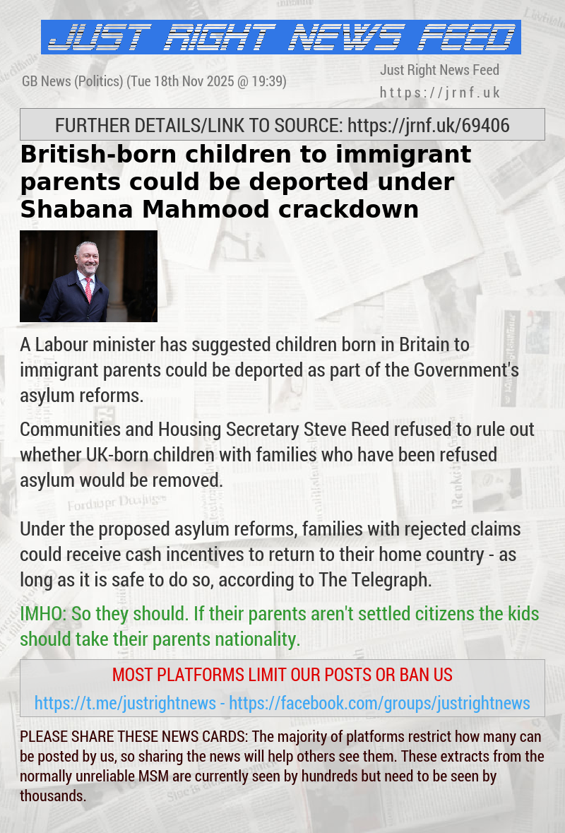 British—born children to immigrant parents could be deported under Shabana Mahmood crackdown