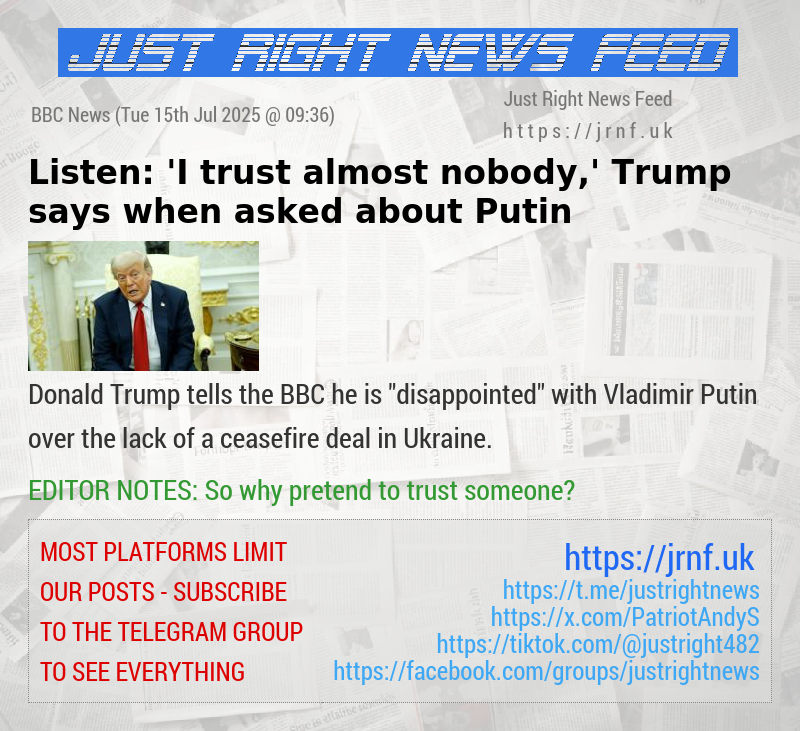Listen: ’I trust almost nobody,’ Trump says when asked about Putin