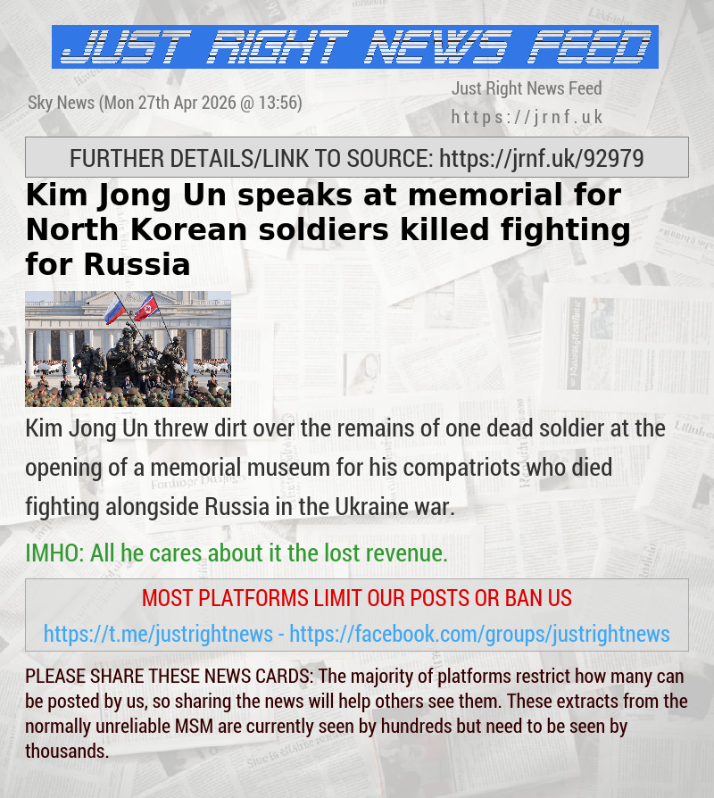 Kim Jong Un speaks at memorial for North Korean soldiers killed fighting for Russia