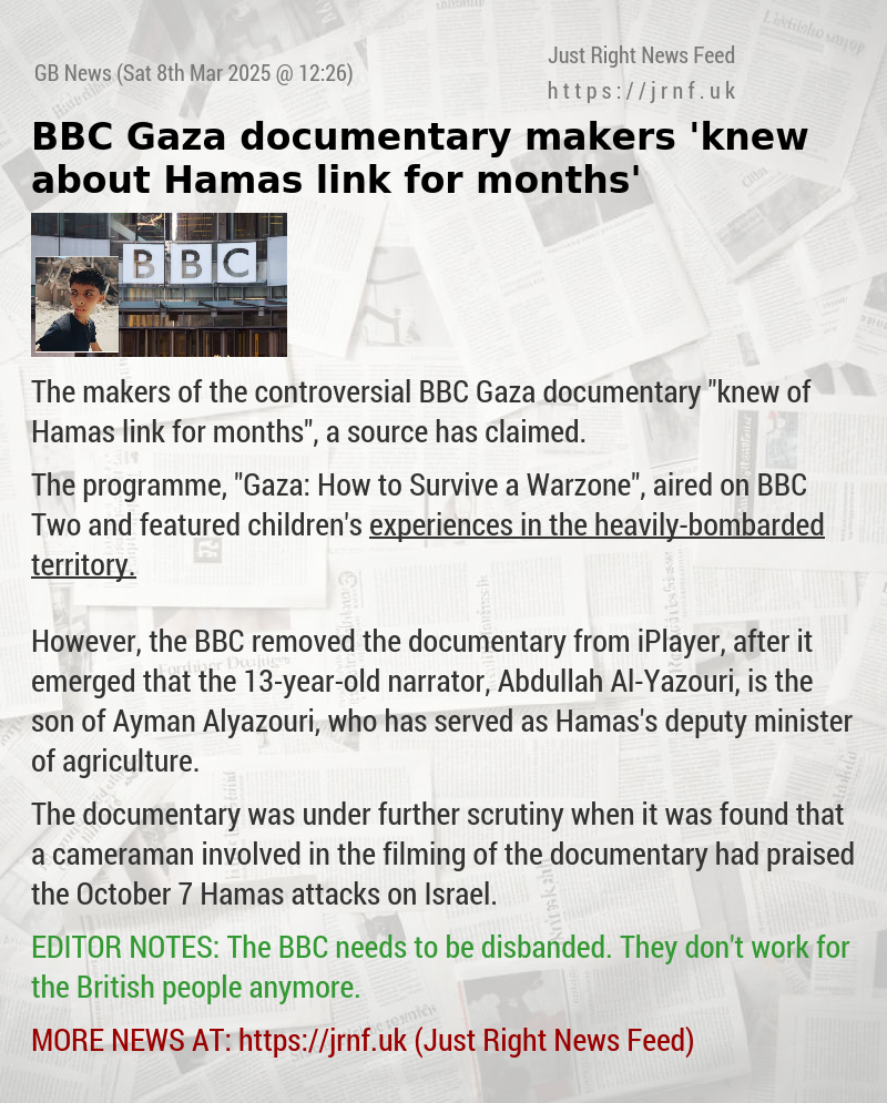 BBC Gaza documentary makers ’knew about Hamas link for months’