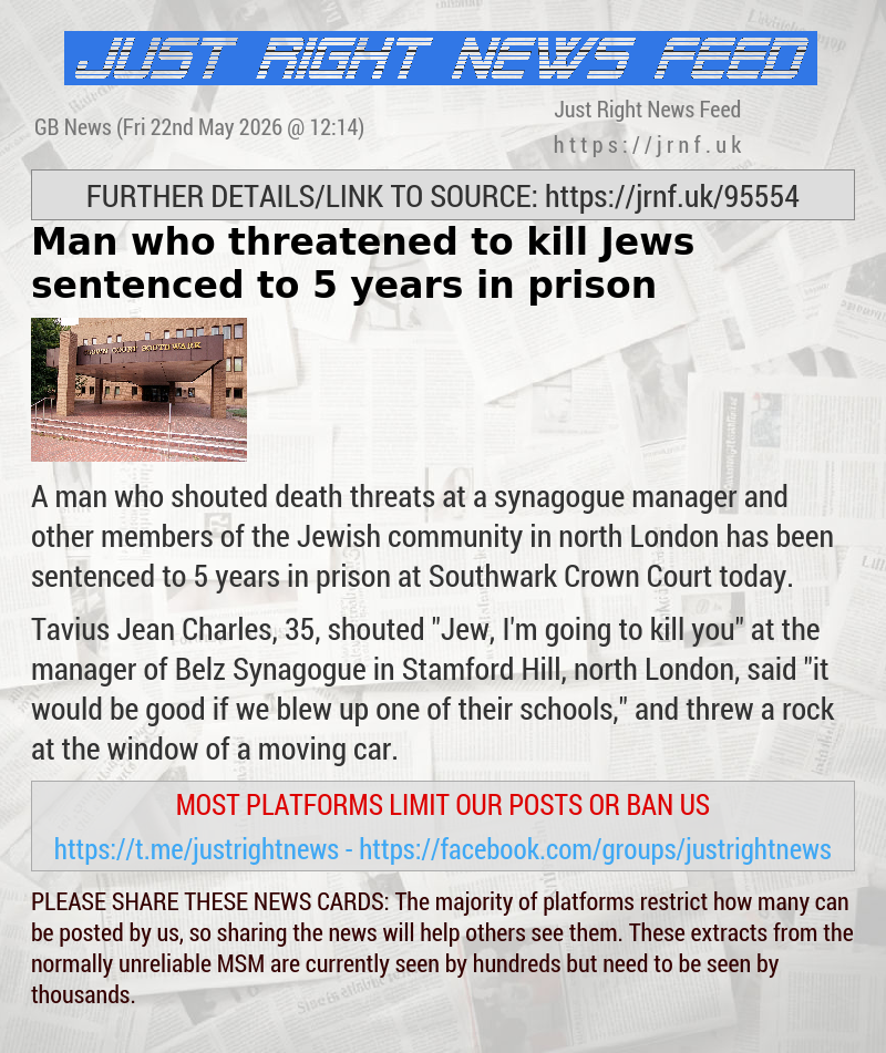 Man who threatened to kill Jews sentenced to 5 years in prison