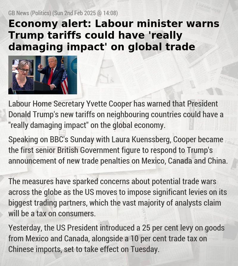 Economy alert: Labour minister warns Trump tariffs could have ’really damaging impact’ on global trade