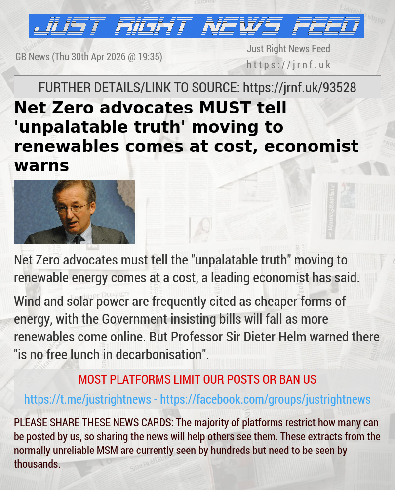 Net Zero advocates MUST tell ’unpalatable truth’ moving to renewables comes at cost, economist warns