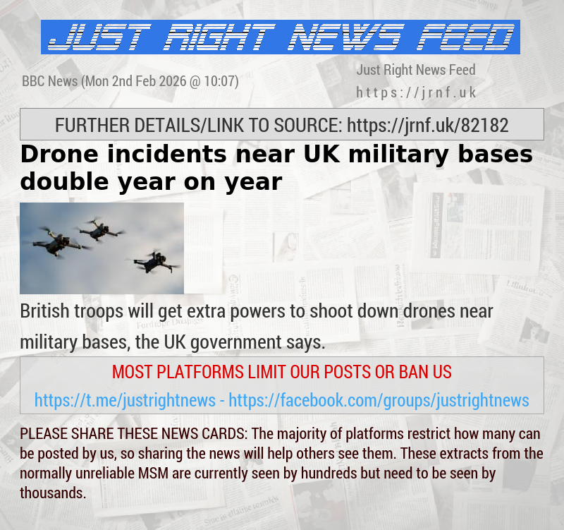 Drone incidents near UK military bases double year—on—year
