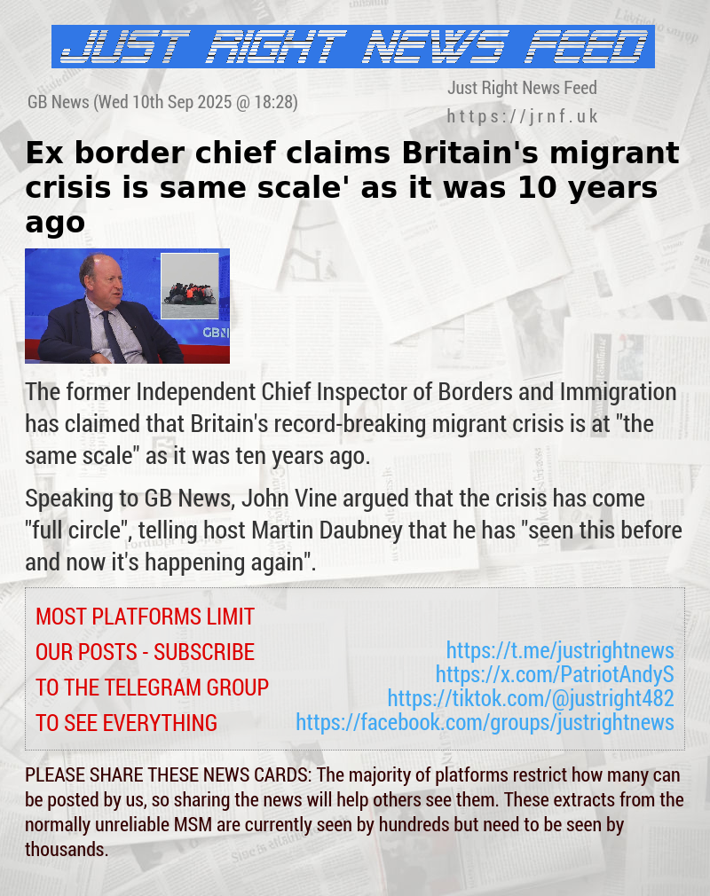 Ex—border chief claims Britain’s migrant crisis is ‘same scale’ as it was 10 years ago