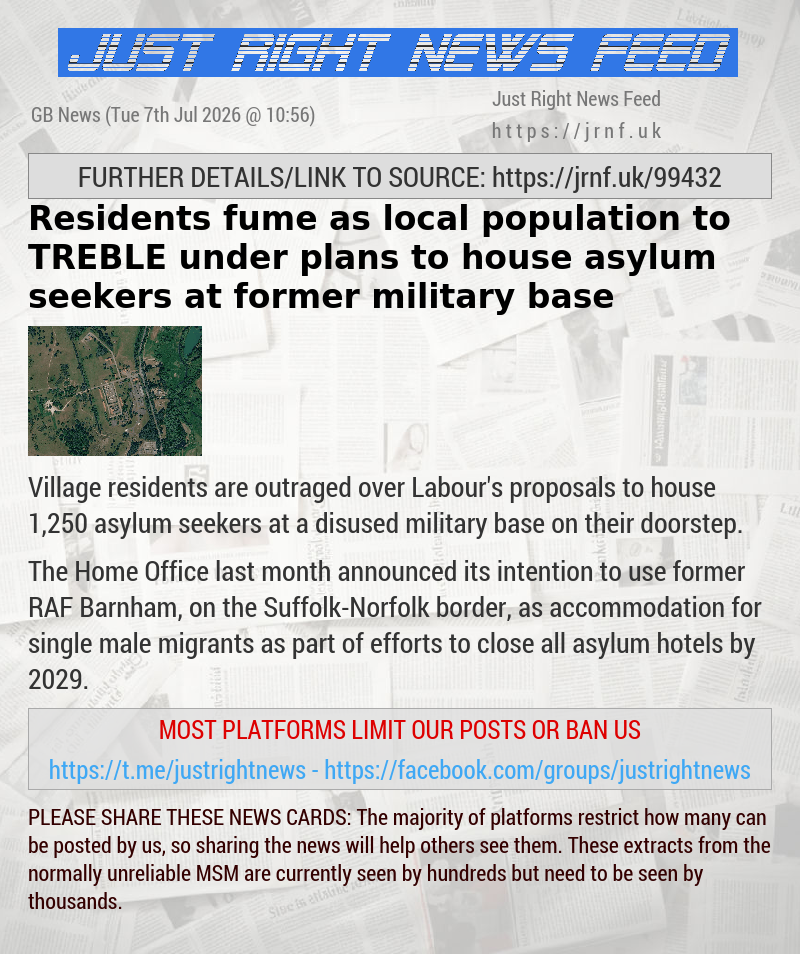 Residents fume as local population to TREBLE under plans to house asylum seekers at former military base