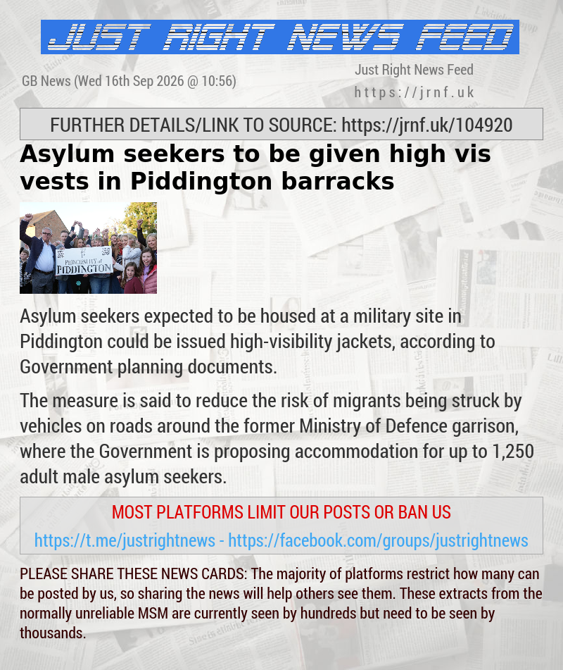 Asylum seekers to be given high—vis vests in Piddington barracks