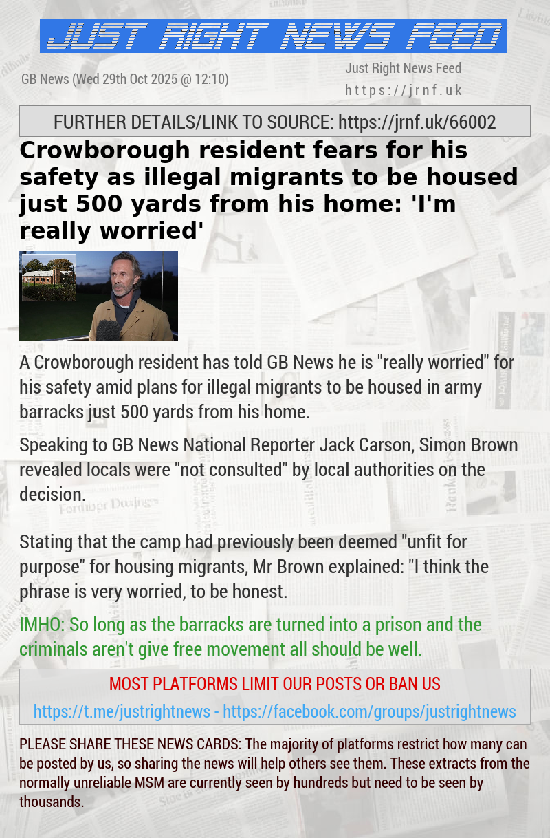 Crowborough resident fears for his safety as illegal migrants to be housed just 500 yards from his home: ’I’m really worried’