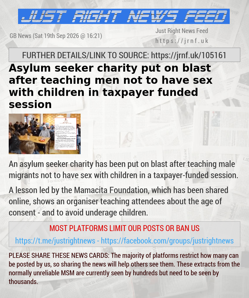 Asylum seeker charity put on blast after teaching men not to have sex with children in taxpayer—funded session