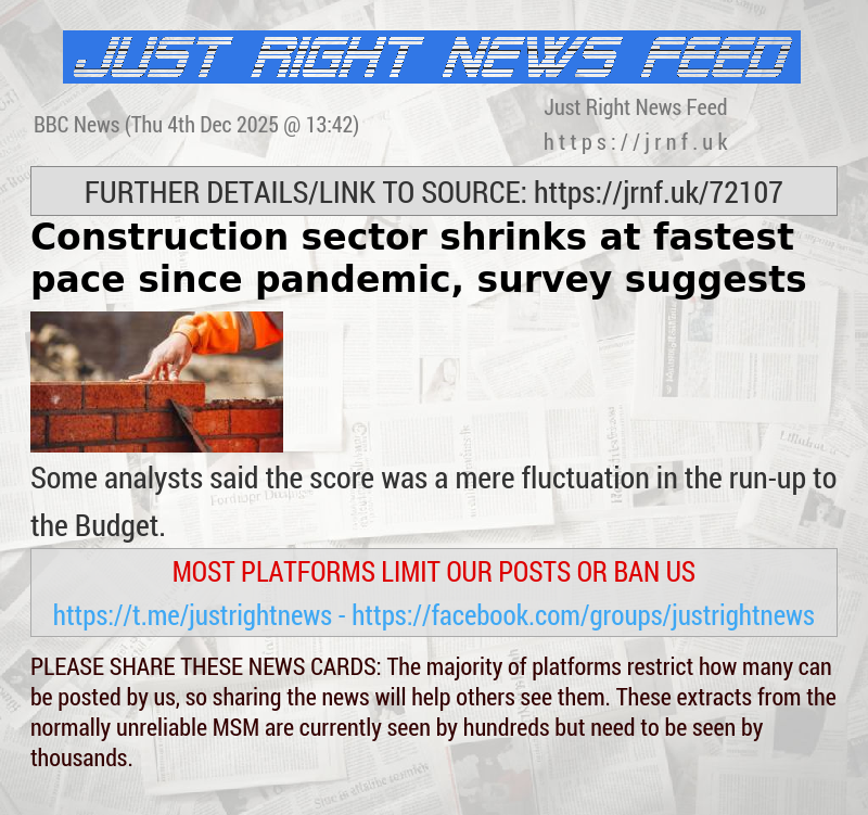 Construction sector shrinks at fastest pace since pandemic, survey suggests