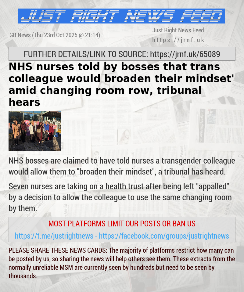 NHS nurses told by bosses that trans colleague would ‘broaden their mindset’ amid changing room row, tribunal hears