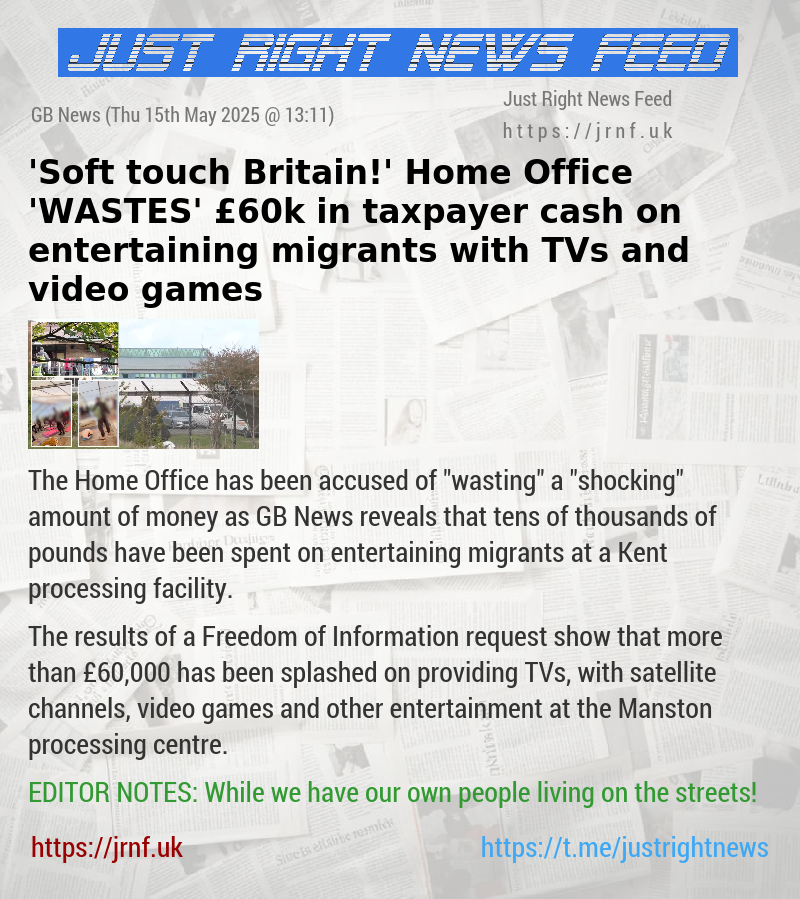 ’Soft touch Britain!’ Home Office ’WASTES’ £60k in taxpayer cash on entertaining migrants with TVs and video games