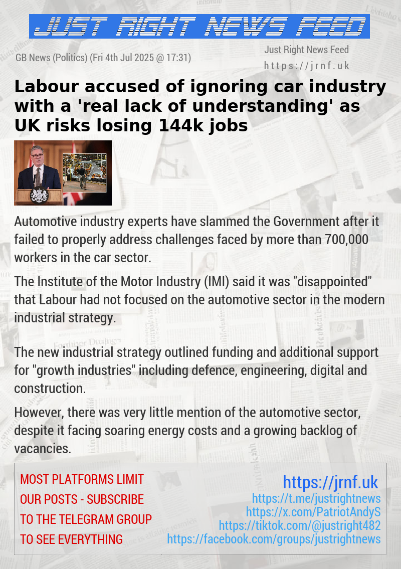 Labour accused of ignoring car industry with a ’real lack of understanding’ as UK risks losing 144k jobs