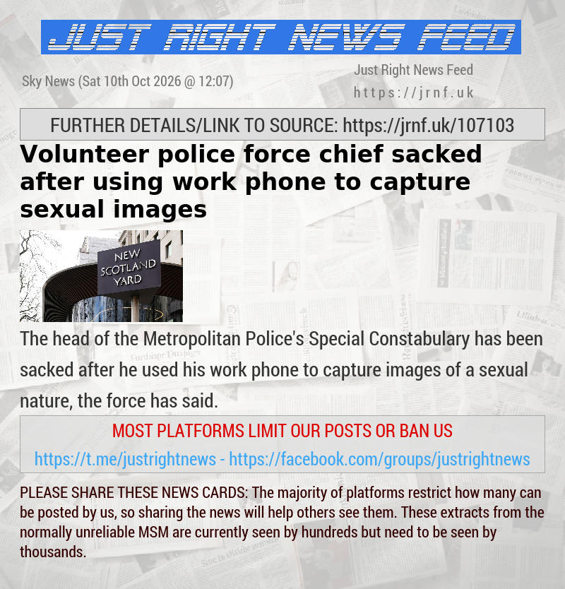 Volunteer police force chief sacked after using work phone to capture sexual images