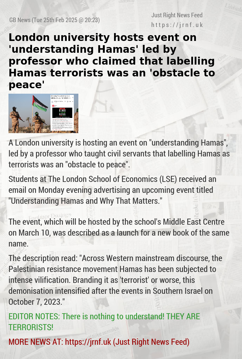 London university hosts event on ’understanding Hamas’ led by professor who claimed that labelling Hamas terrorists was an ’obstacle to peace’