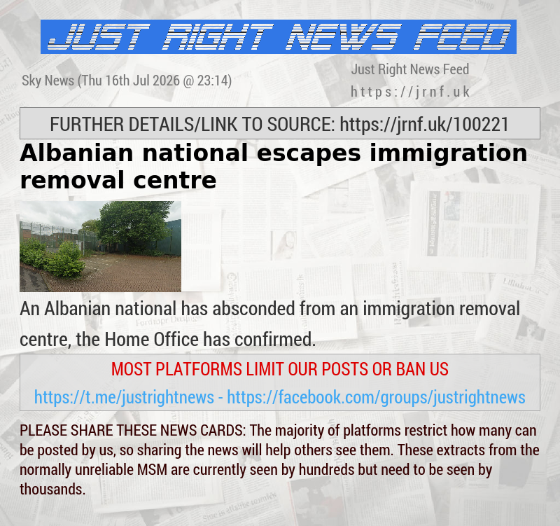 Albanian national escapes immigration removal centre
