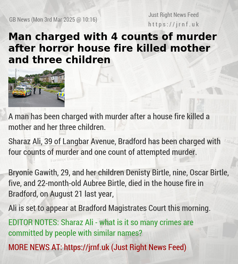 Man charged with 4 counts of murder after horror house fire killed mother and three children