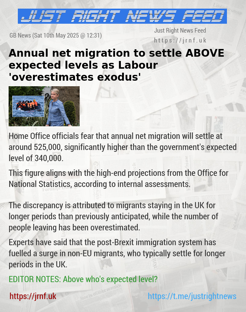 Annual net migration to settle ABOVE expected levels as Labour ’overestimates exodus’