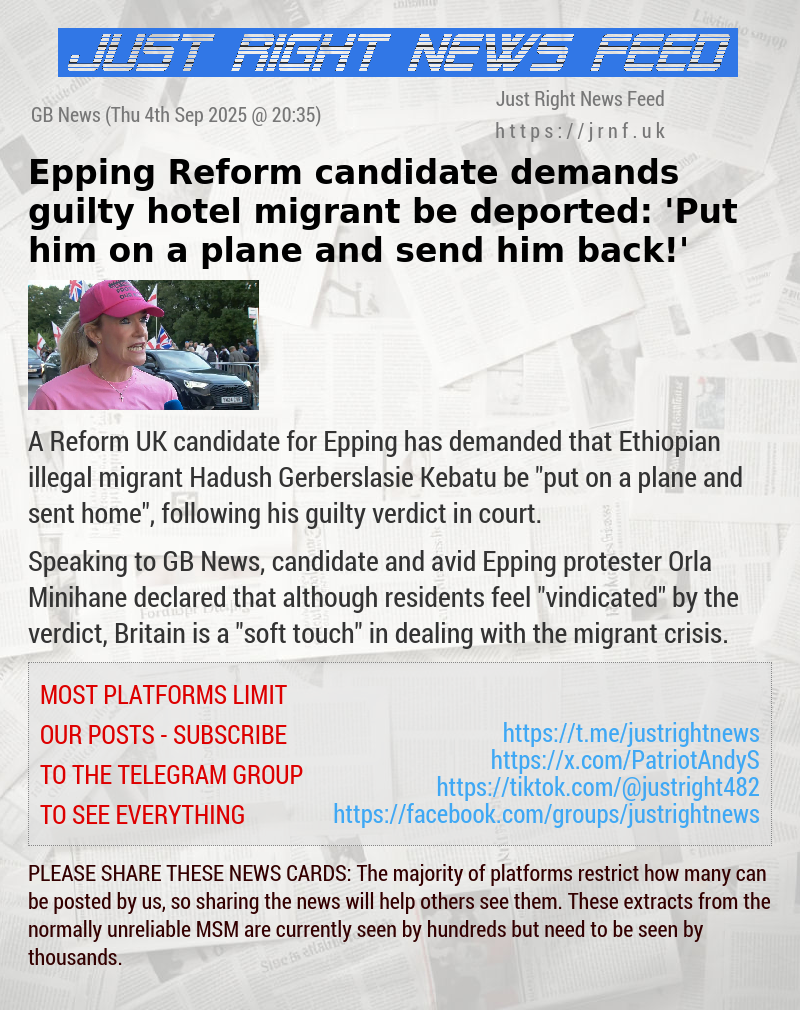 Epping Reform candidate demands guilty hotel migrant be deported: ’Put him on a plane and send him back!’