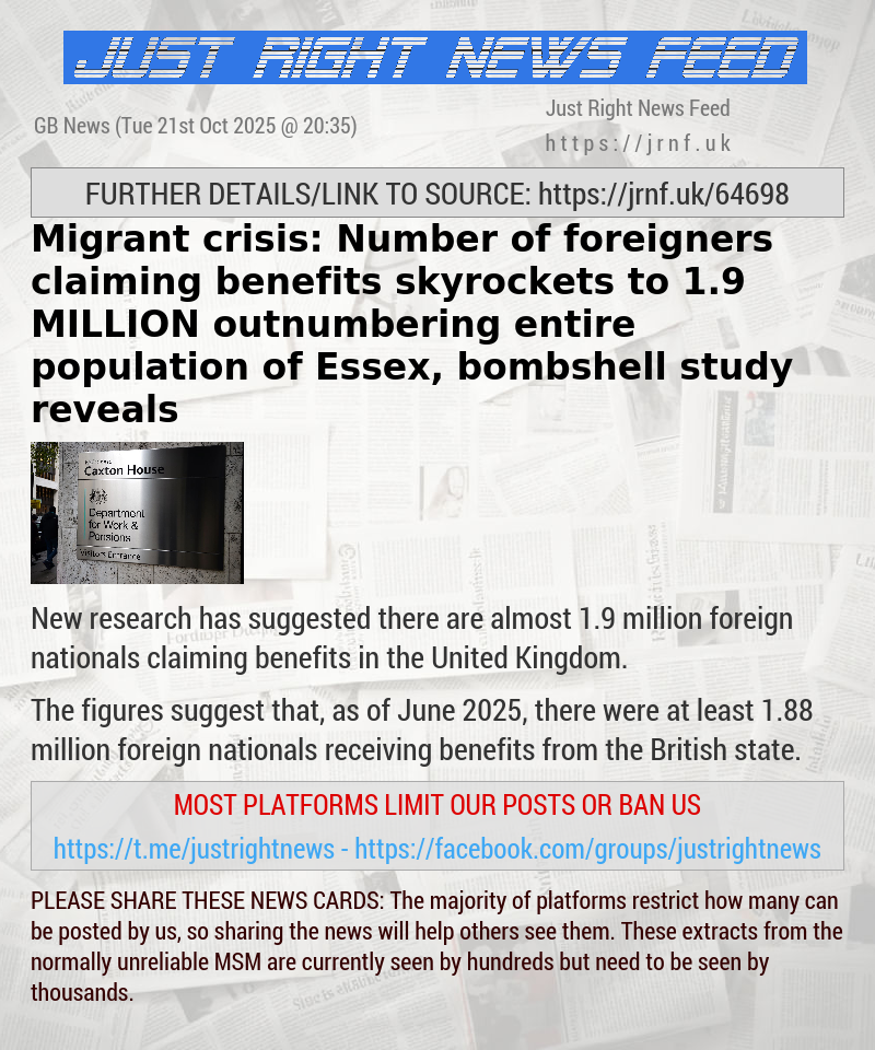 Migrant crisis: Number of foreigners claiming benefits skyrockets to 1.9 MILLION — outnumbering entire population of Essex, bombshell study reveals