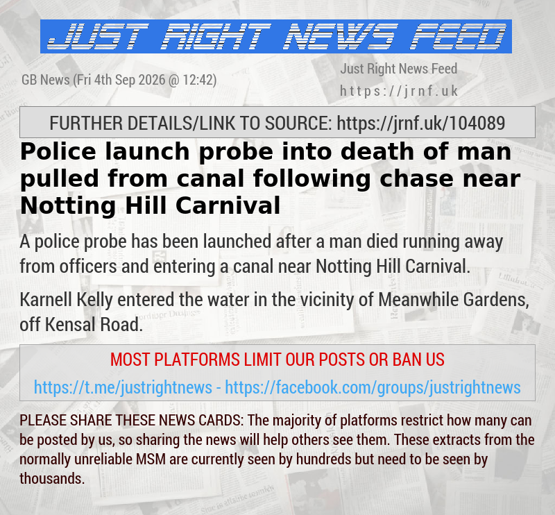 Police launch probe into death of man pulled from canal following chase near Notting Hill Carnival