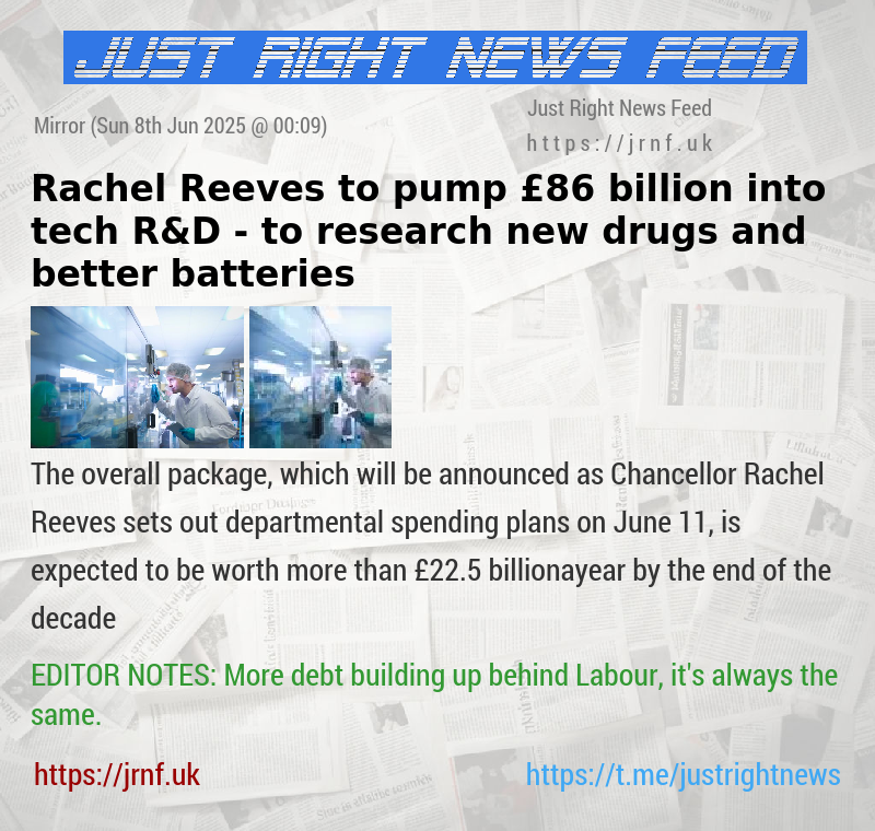 Rachel Reeves to pump £86 billion into tech R&D — to research new drugs and better batteries
