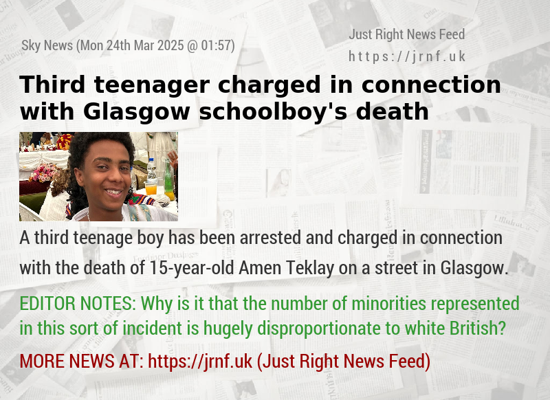 Third teenager charged in connection with Glasgow schoolboy’s death