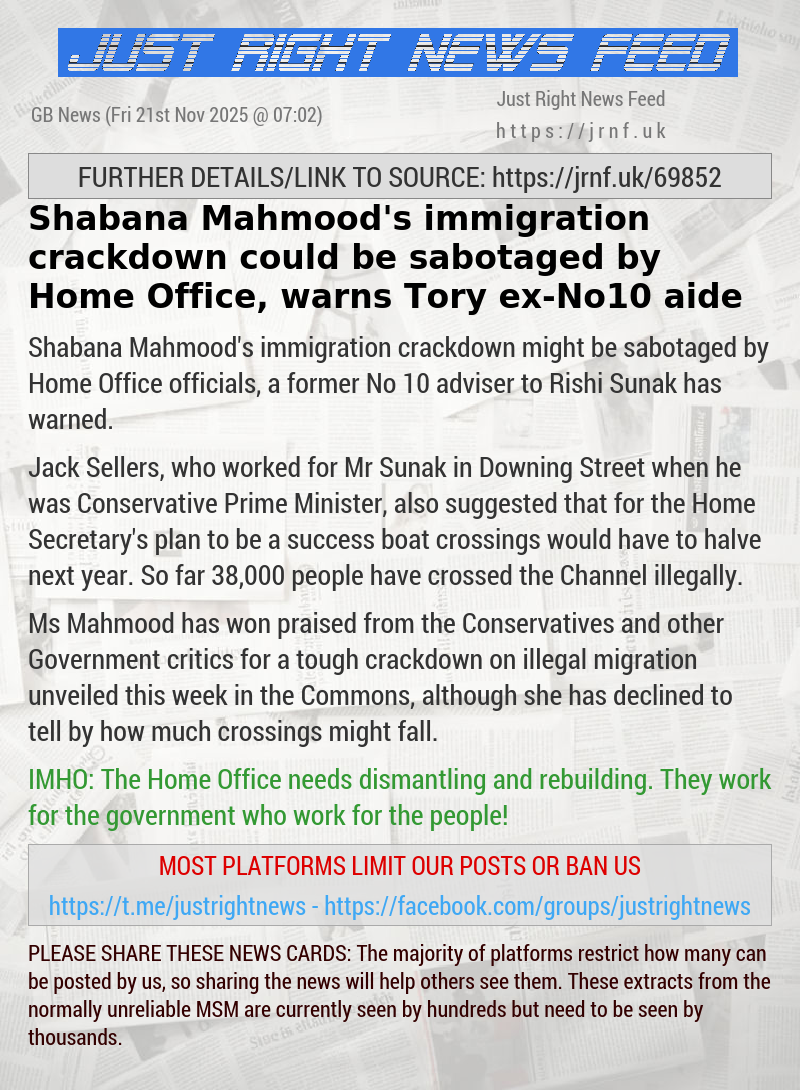 Shabana Mahmood’s immigration crackdown could be sabotaged by Home Office, warns Tory ex—No10 aide