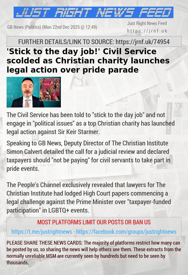 ’Stick to the day job!’ Civil Service scolded as Christian charity launches legal action over pride parade