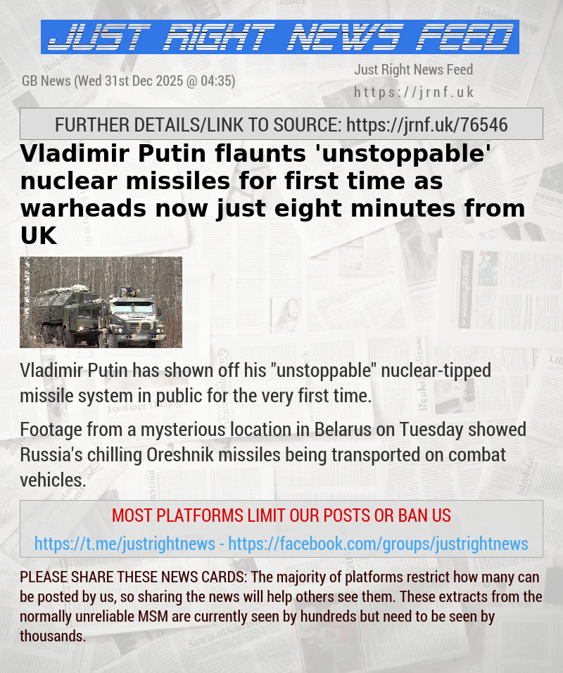 Vladimir Putin flaunts ’unstoppable’ nuclear missiles for first time — as warheads now just eight minutes from UK