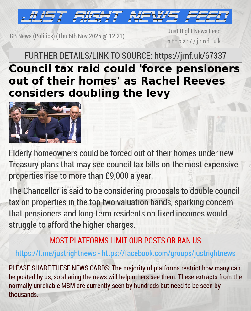 Council tax raid could ’force pensioners out of their homes’ as Rachel Reeves considers doubling the levy