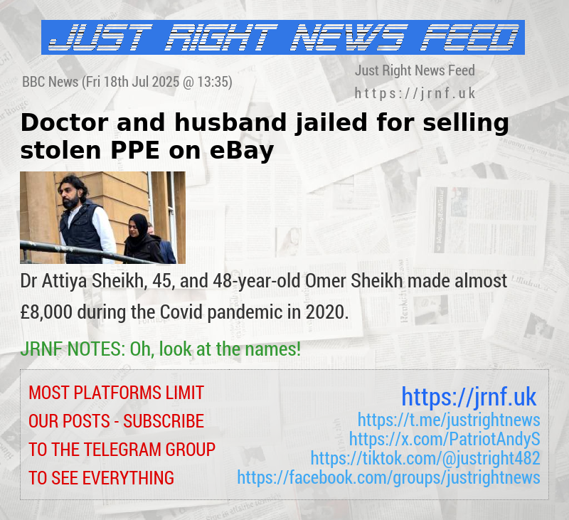 Doctor and husband jailed for selling stolen PPE on eBay