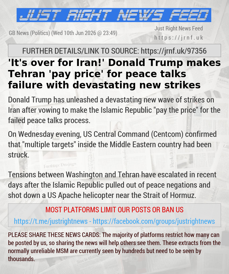 ’It’s over for Iran!’ Donald Trump makes Tehran ’pay price’ for peace talks failure with devastating new strikes