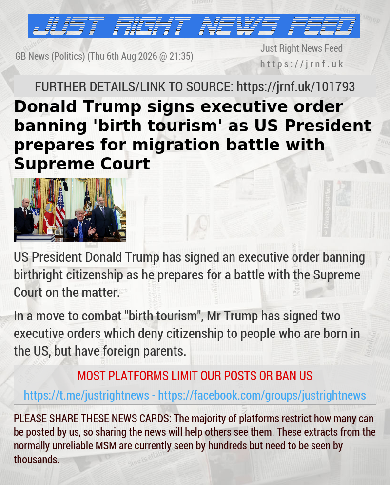 Donald Trump signs executive order banning ’birth tourism’ as US President prepares for migration battle with Supreme Court