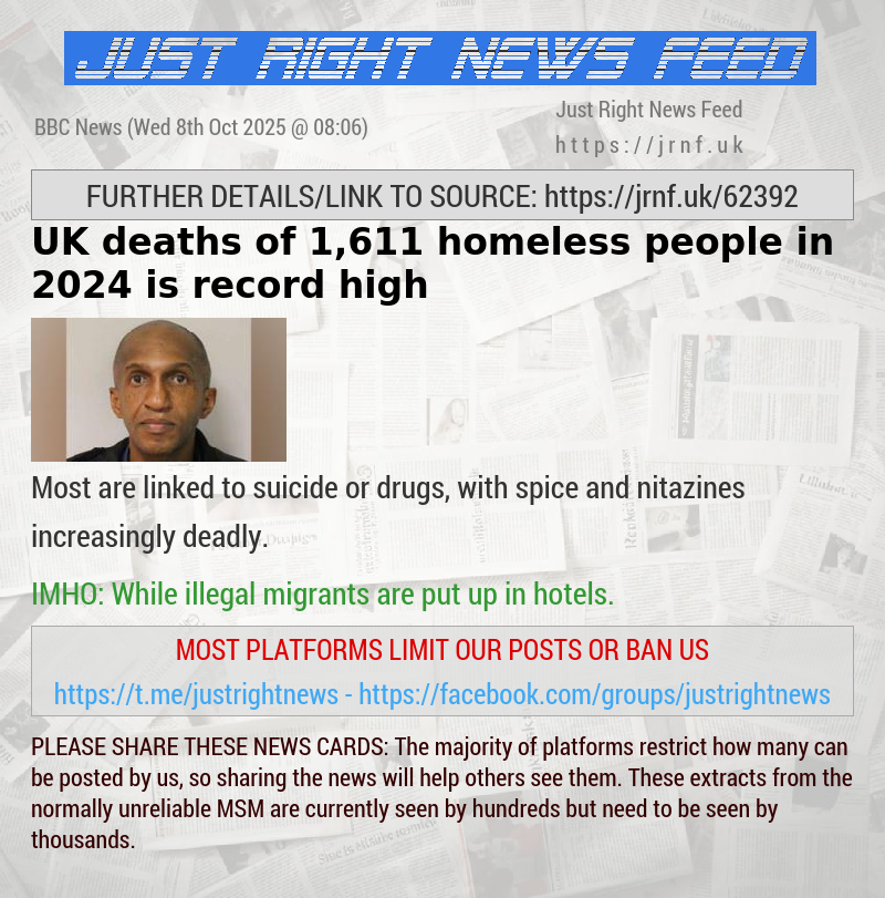 UK deaths of 1,611 homeless people in 2024 is record high