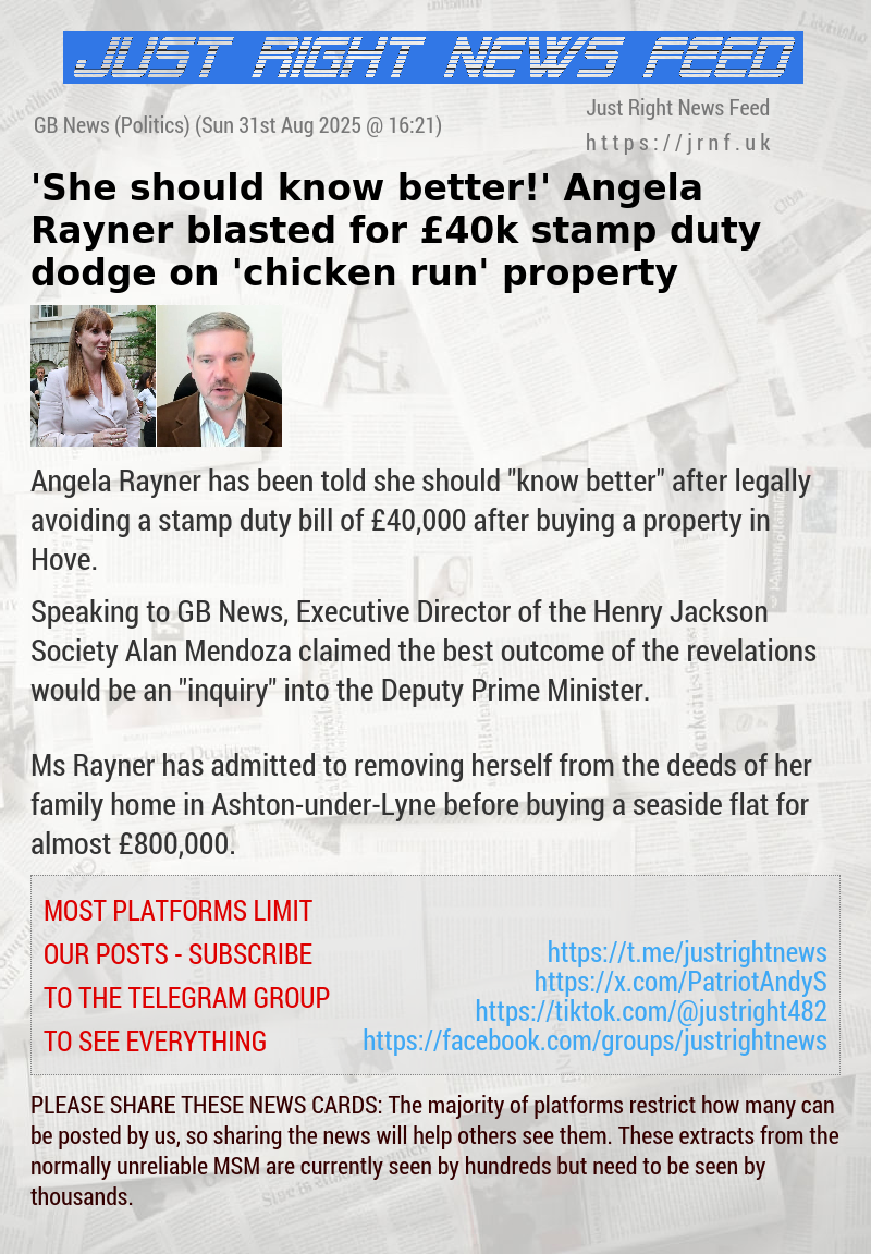 ’She should know better!’ Angela Rayner blasted for £40k stamp duty dodge on ’chicken run’ property