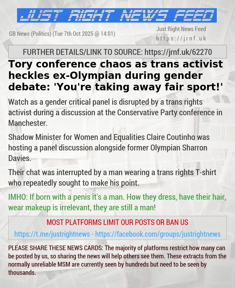 Tory conference chaos as trans activist heckles ex—Olympian during gender debate: ’You’re taking away fair sport!’