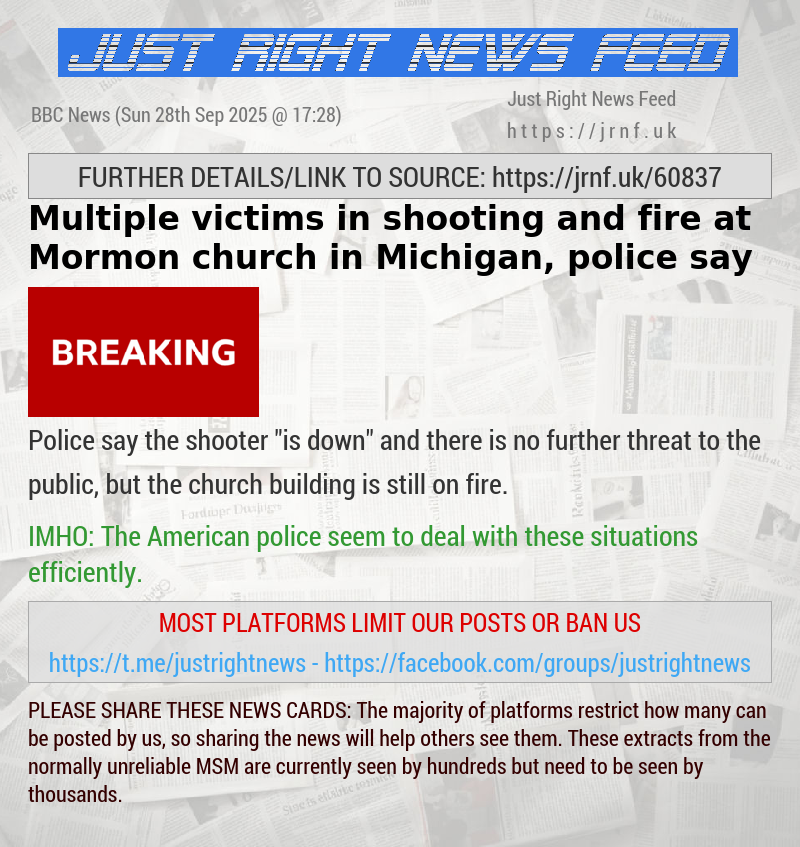 Multiple victims in shooting and fire at Mormon church in Michigan, police say