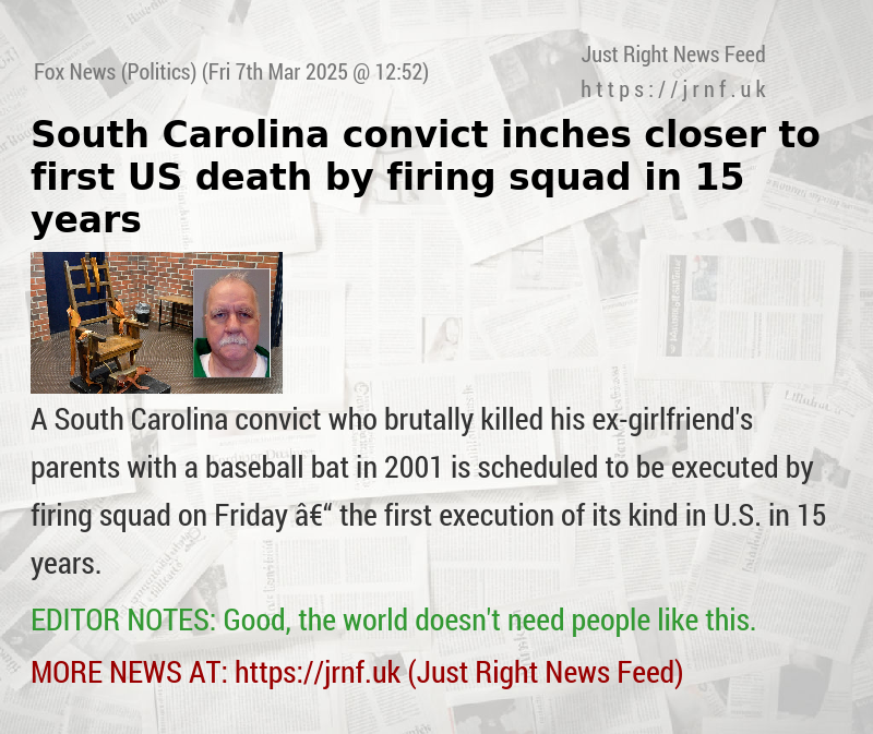 South Carolina convict inches closer to first US death by firing squad in 15 years