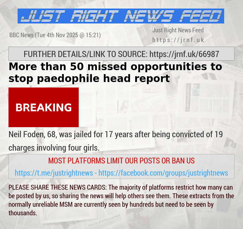 More than 50 missed opportunities to stop paedophile head — report
