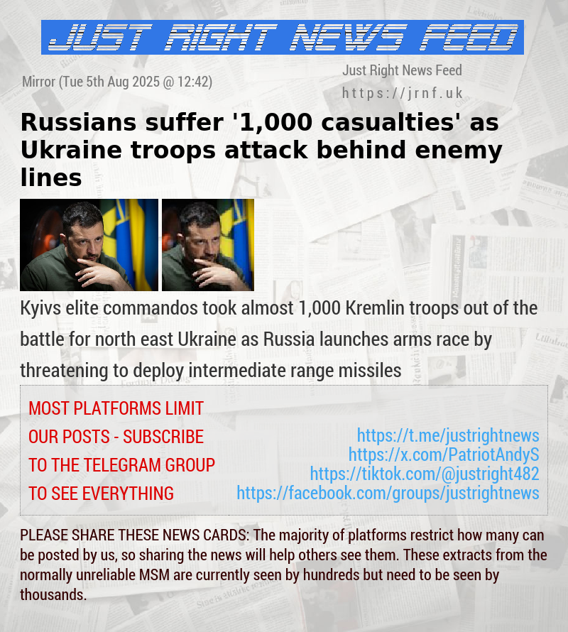Russians suffer ’1,000 casualties’ as Ukraine troops attack behind enemy lines
