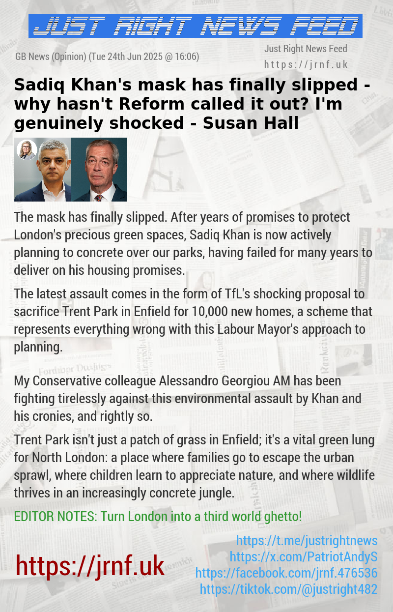 Sadiq Khan’s mask has finally slipped — why hasn’t Reform called it out? I’m genuinely shocked — Susan Hall