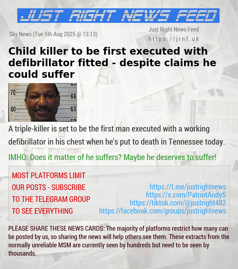 Child killer to be first executed with defibrillator fitted — despite claims he could suffer