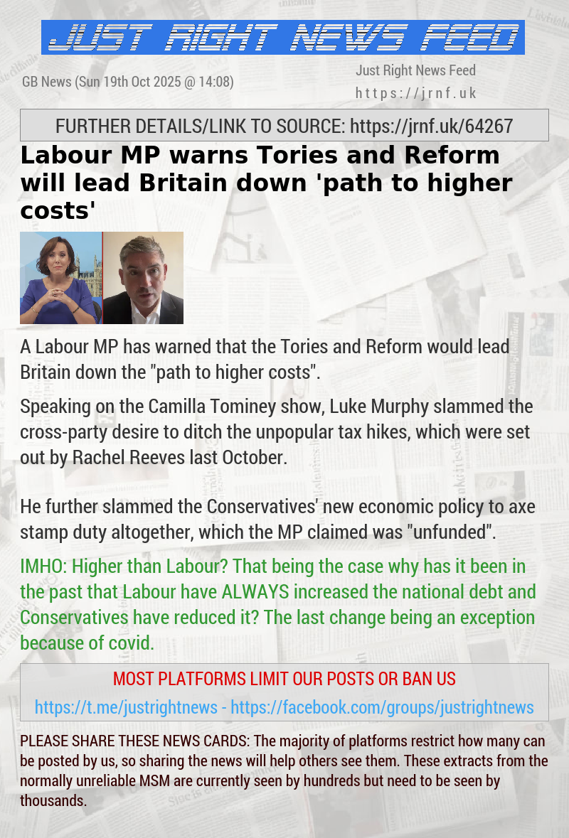 Labour MP warns Tories and Reform will lead Britain down ’path to higher costs’