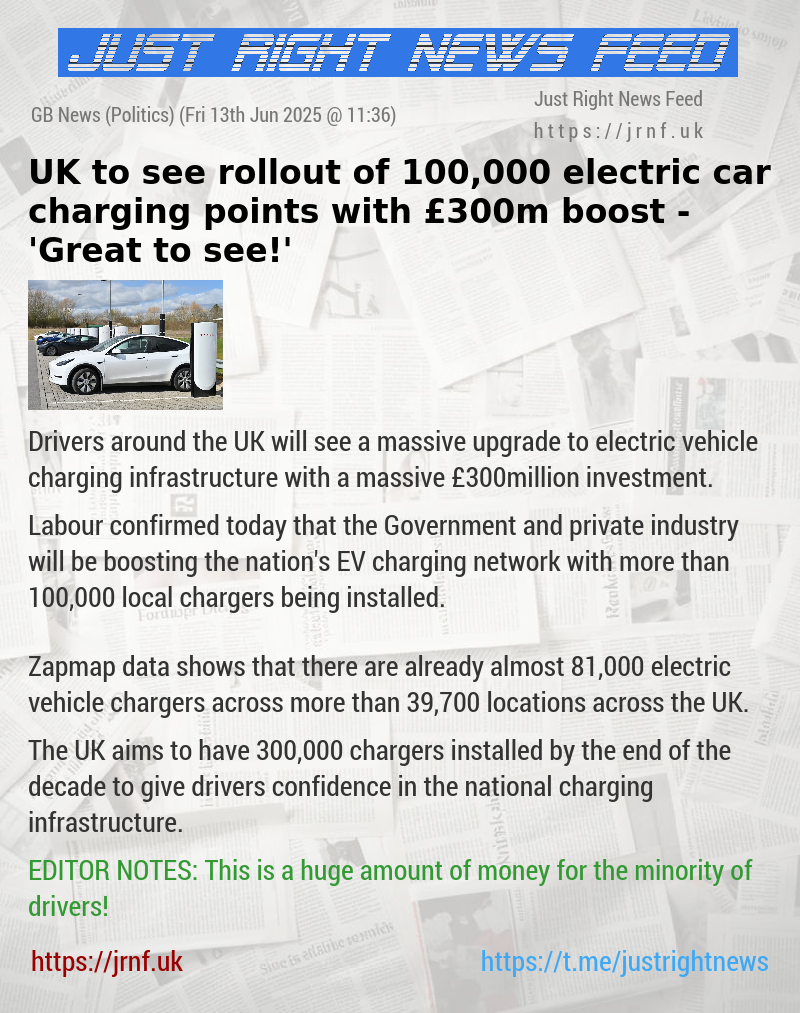 UK to see rollout of 100,000 electric car charging points with £300m boost — ’Great to see!’