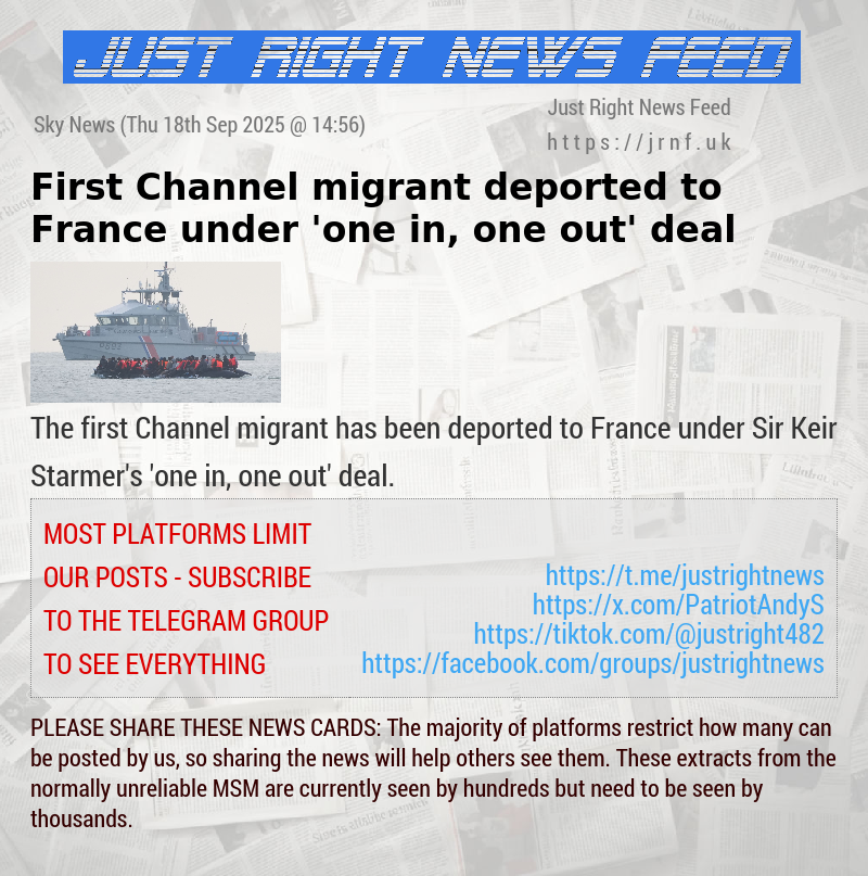 First Channel migrant deported to France under ’one in, one out’ deal