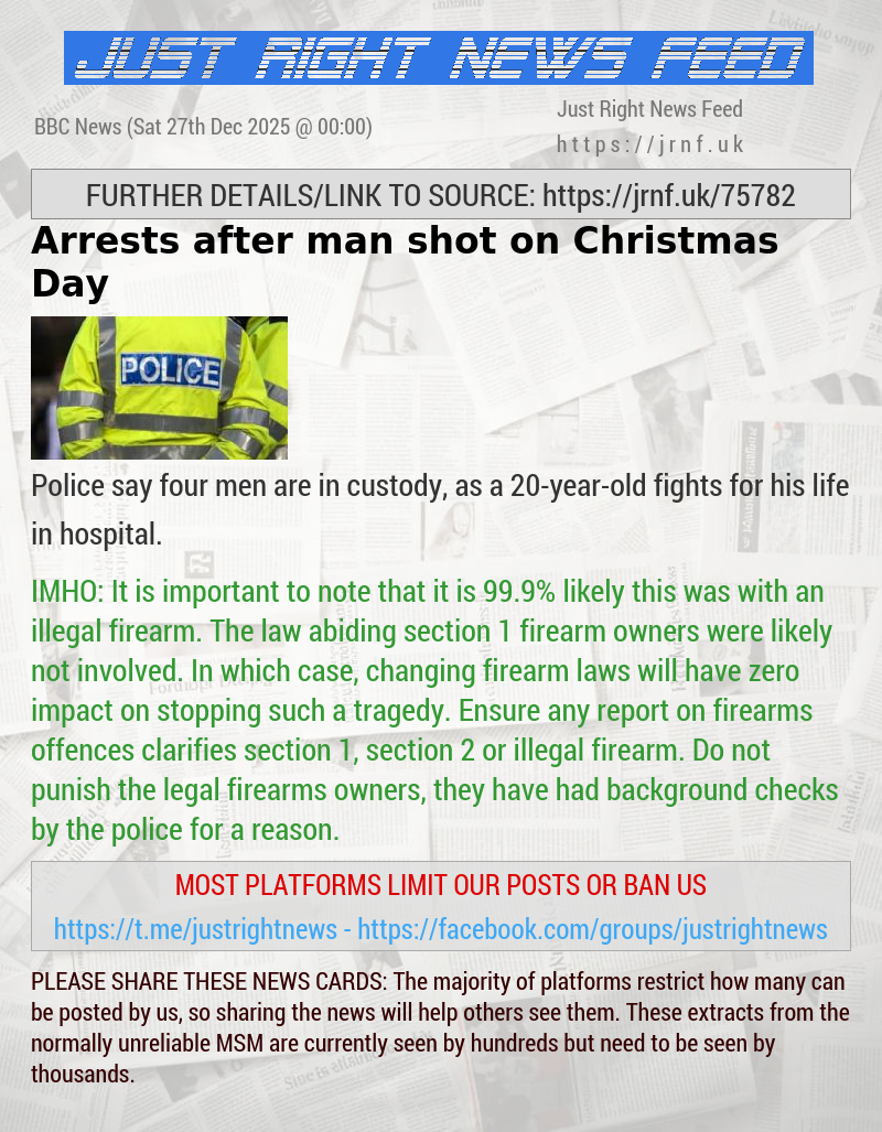 Arrests after man shot on Christmas Day