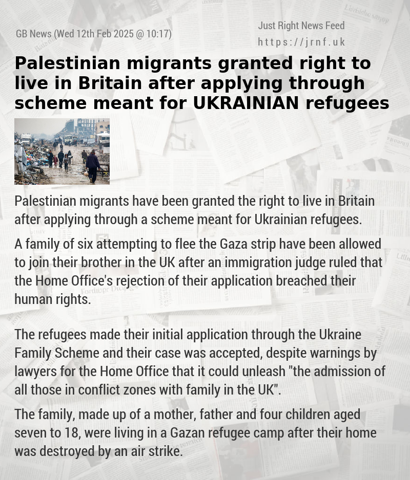 Palestinian migrants granted right to live in Britain after applying through scheme meant for UKRAINIAN refugees