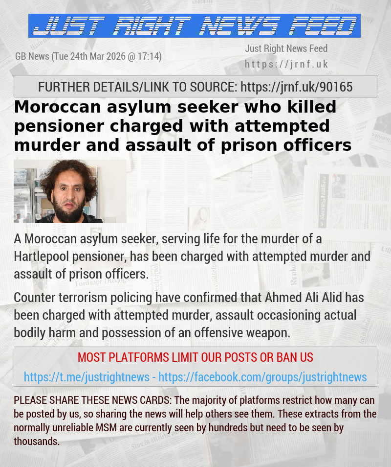 Moroccan asylum seeker who killed pensioner charged with attempted murder and assault of prison officers