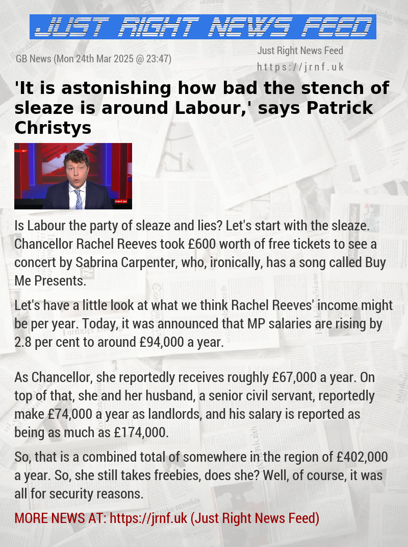 ’It is astonishing how bad the stench of sleaze is around Labour,’ says Patrick Christys